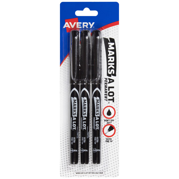 Avery 09230 Marks A Lot Ultra Fine Tip Permanent Markers Black