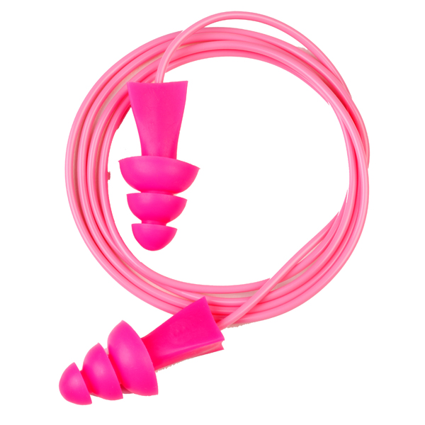 Gateway Safety 941330 Tri-Grip Pink/Pink 27 NRR Corded Earplugs, TASCO 19010