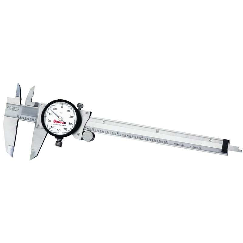 Starrett 120A-6 Dial Slide Caliper, Stainless Steel, 0-6" Range, .001" Graduations