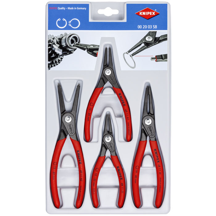 KNIPEX 00 20 03 SB - 4 Pc Precision Snap Ring Pliers Set