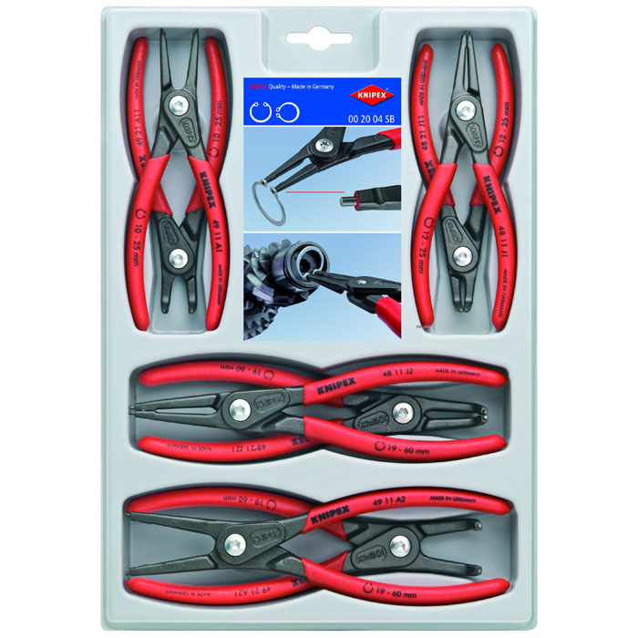 KNIPEX 00 20 04 SB - 8 Pc Precision Snap Ring Pliers Set