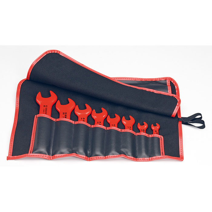 KNIPEX 98 99 13 S5 - 8 Pc Open End Wrench Set, Metric-1000V Insulated