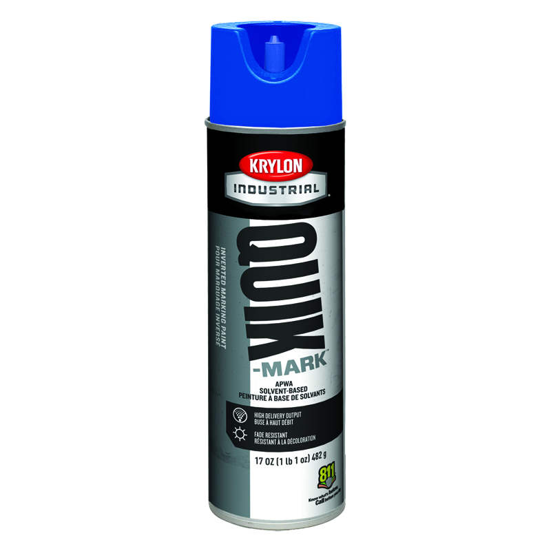 Krylon Industrial A03621 APWA Blue Quik-Mark Solvent-Based Inverted Marking Paint  Case of 12