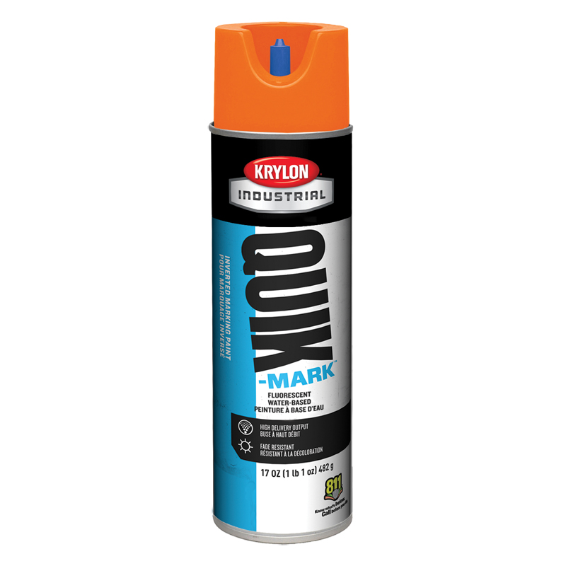 Krylon Industrial A03700 Fluorescent Orange Quik-Mark Water Based Inverted Marking Paint Case of 12