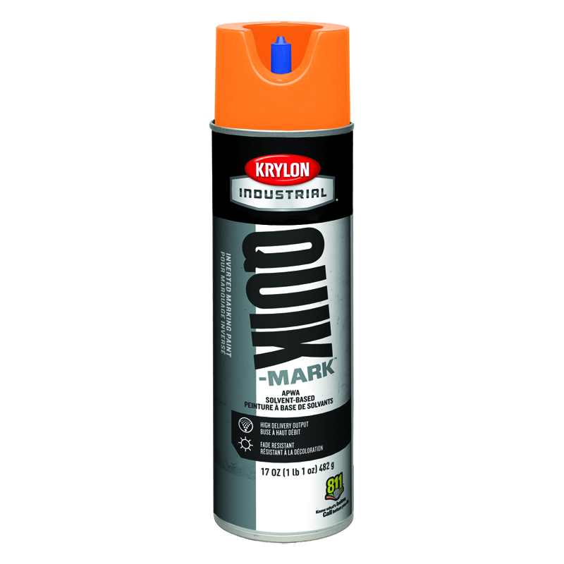 Krylon Industrial A03731 APWA Bright Orange Quik-Mark Solvent-Based Inverted Marking Paint  Case of 12