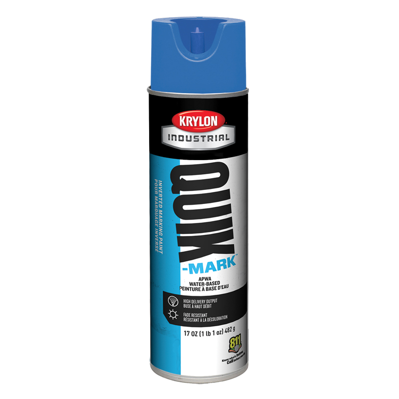 Krylon Industrial A03903 APWA Blue Quik-Mark Water-Based Inverted Marking Paint Case of 12