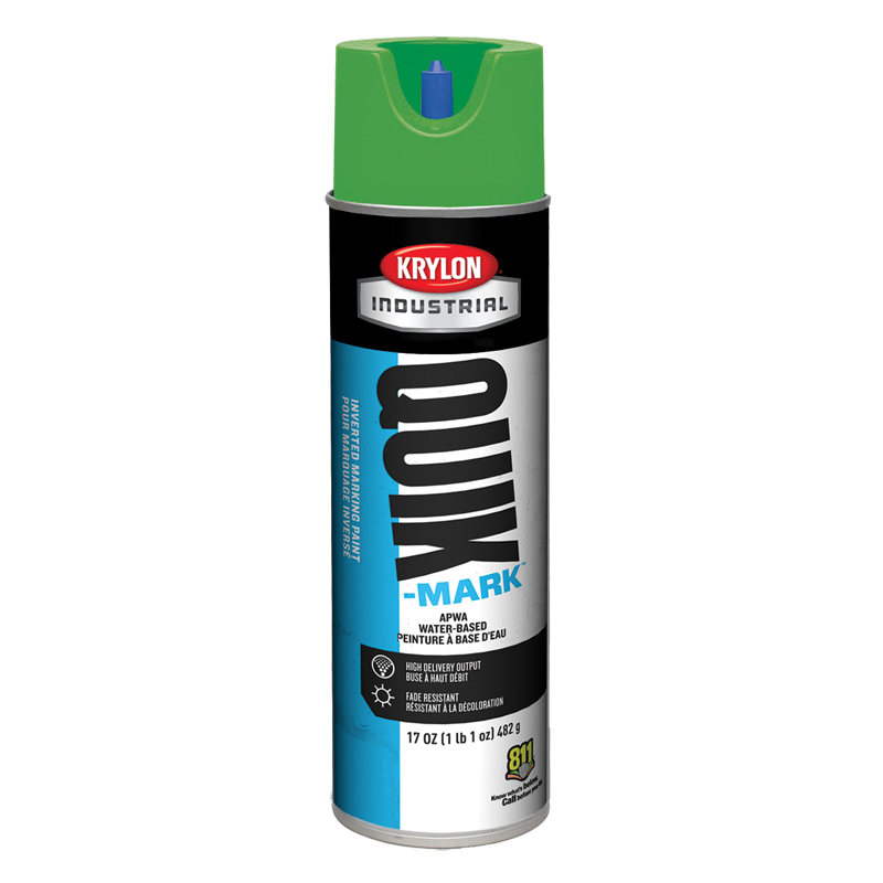 Krylon Industrial A03904 APWA Green Quik-Mark Water-Based Inverted Marking Paint Case of 12