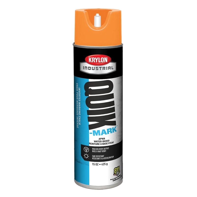 Krylon Industrial KWBC3501A APWA Orange Quik-Mark Water-Based Inverted Marking Chalk Case of 12