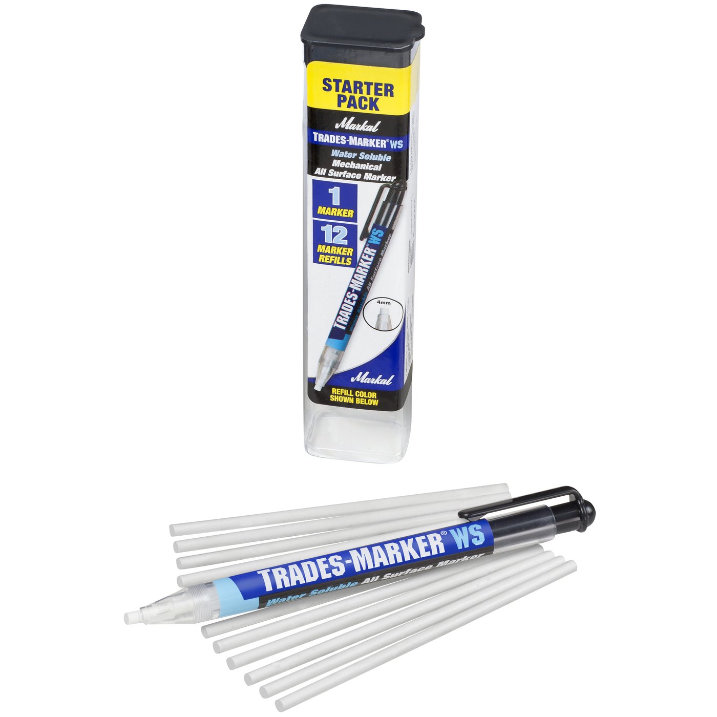 Markal 96190 Trades-Marker WS Starter Pack White Mechanical All Surface Marker