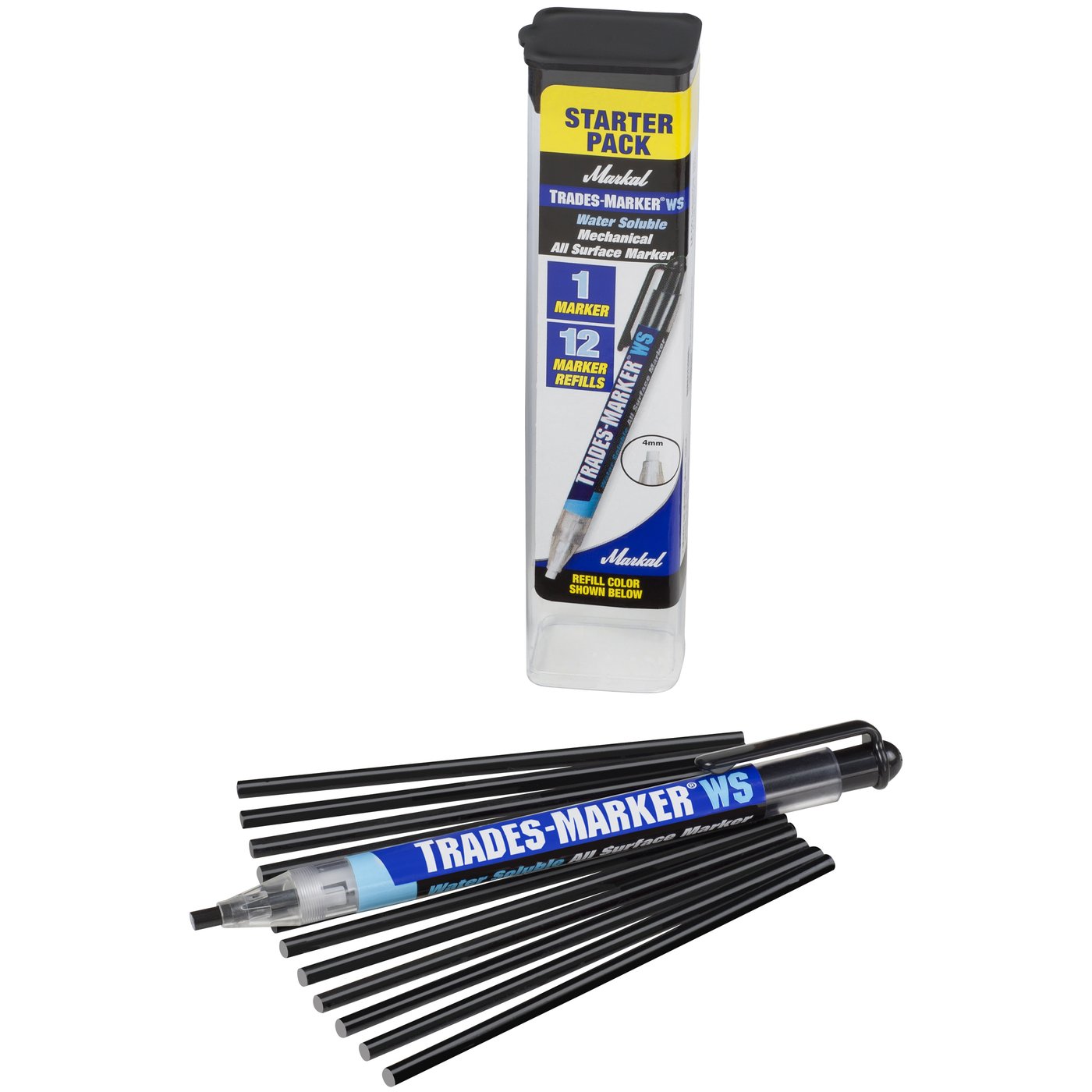 Markal 96192 Trades-Marker WS Starter Pack Black Mechanical All Surface Marker