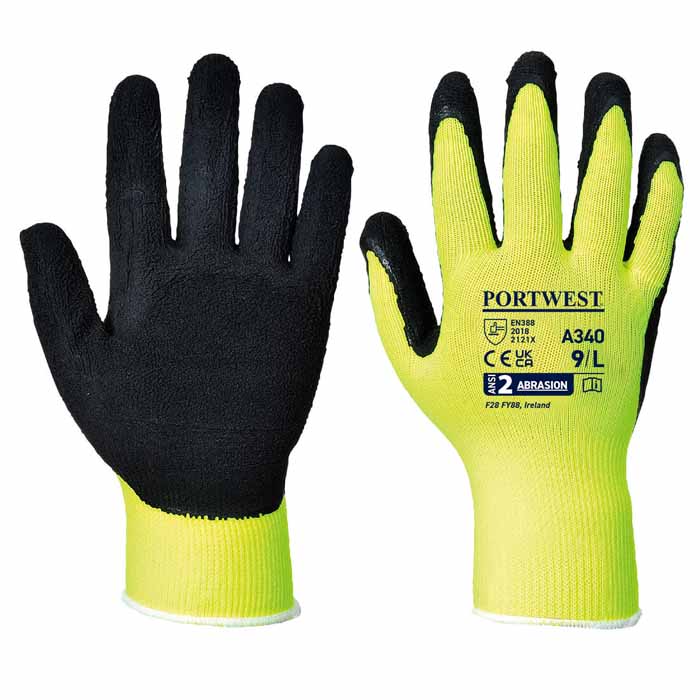 Portwest A340 Hi-Vis Grip Glove - Latex Foam