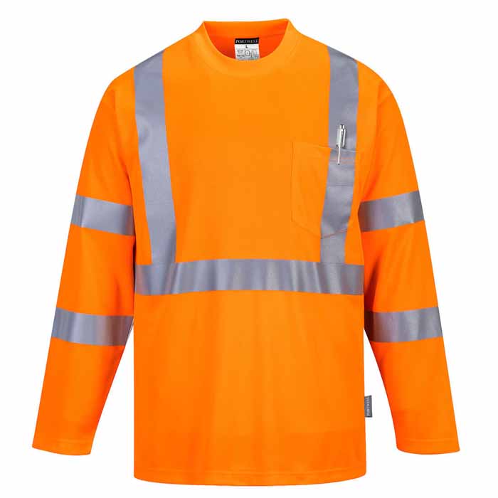 Portwest S191 Hi-Vis Long Sleeve Pocket T-Shirt